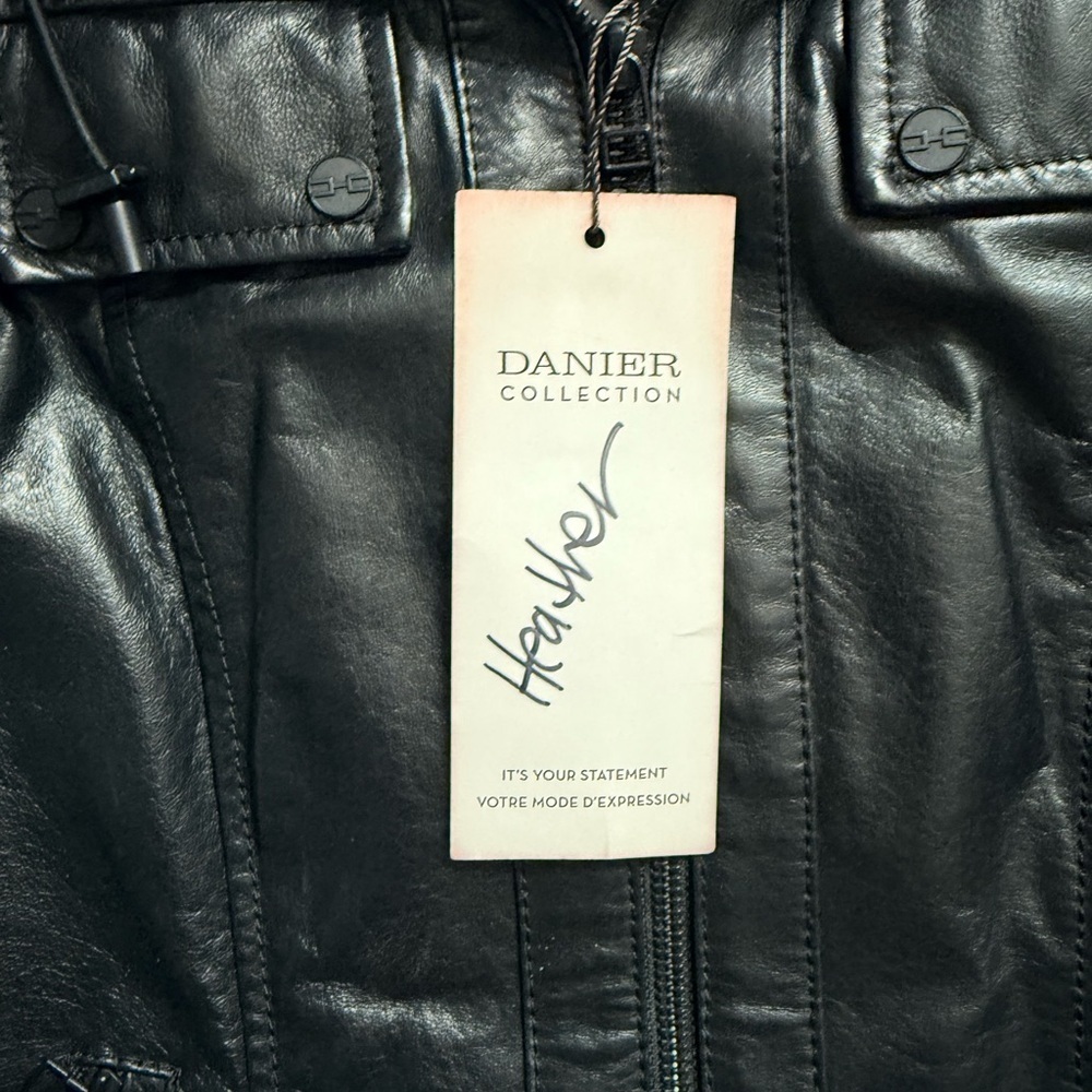 Danier Black Leather Jacket with Hood - Picture 5 of 8